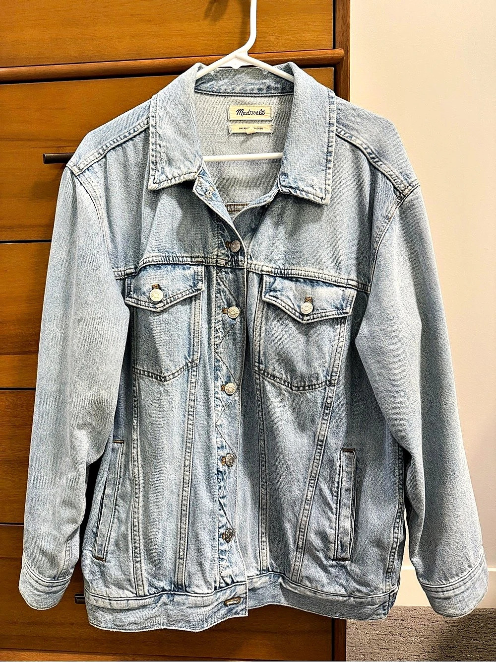 Madewell The Oversized Trucker Jean Jacket Denim Blue Large